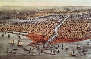 Chicago Zoals het Was, ca.1880 door N. and Ives, J.M. Currier